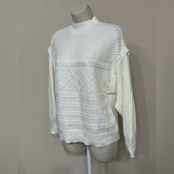 Sew In Love Women’s Ivory High Neck Long Sleeve Soft Comfort Knit Sweater S - Picture 4 of 10
